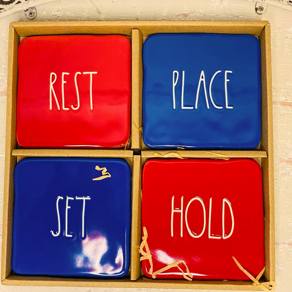 4-Rae Dunn Coaster Set